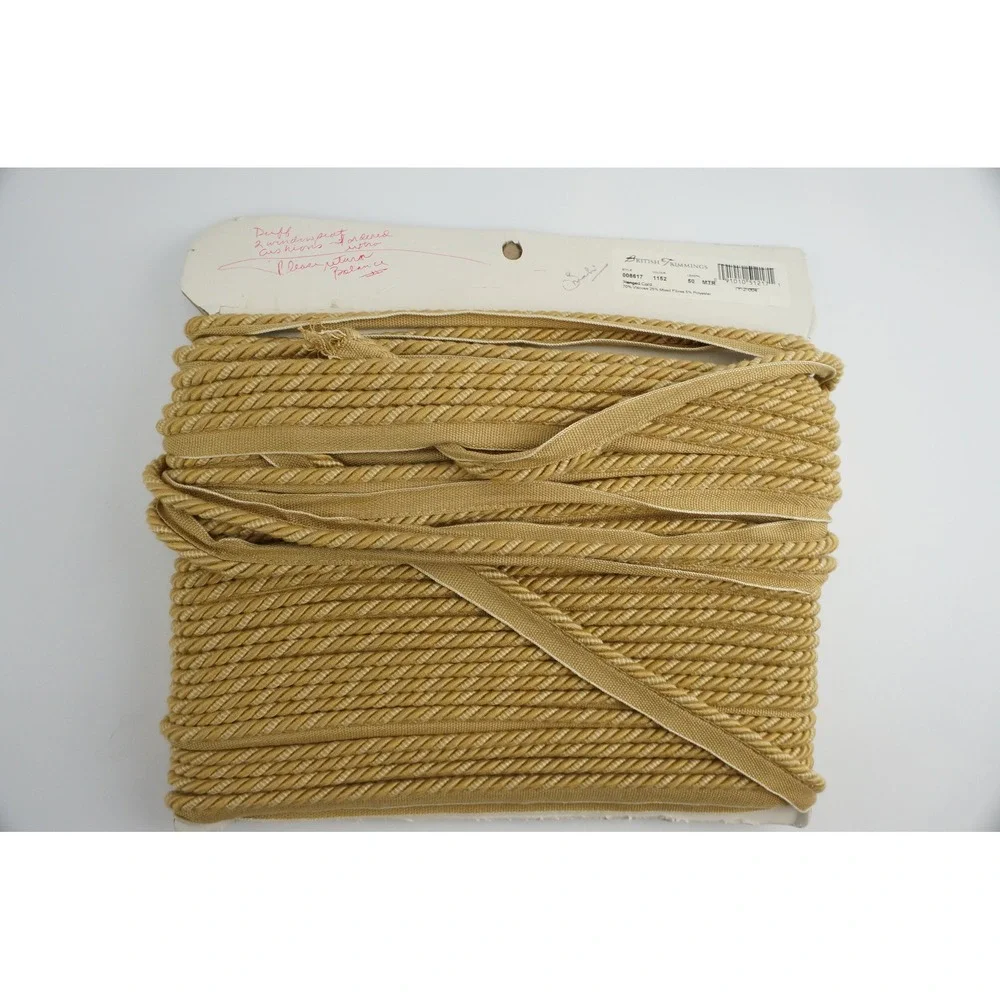 British Trimmings Flanged Cord Gold 008617 Upholstery Trim Viscose Good