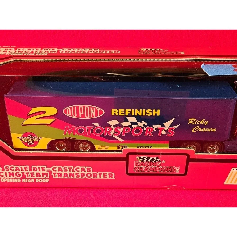 RICKY CRAVEN NASCAR #2 TRANSPORTER BUNDLE w/MATCHING STOCKCAR & PLAYER CARD -NIB