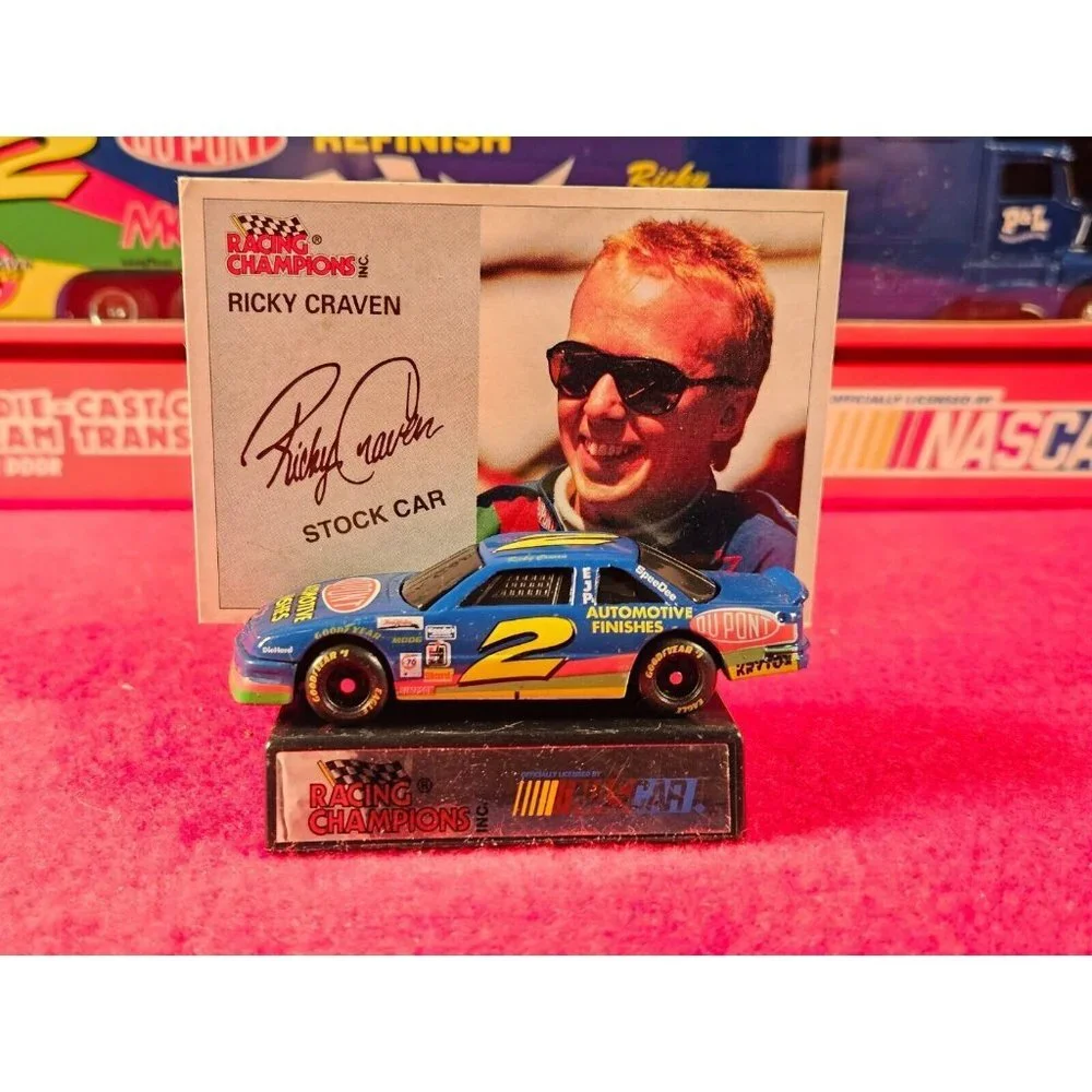 RICKY CRAVEN NASCAR #2 TRANSPORTER BUNDLE w/MATCHING STOCKCAR & PLAYER CARD -NIB