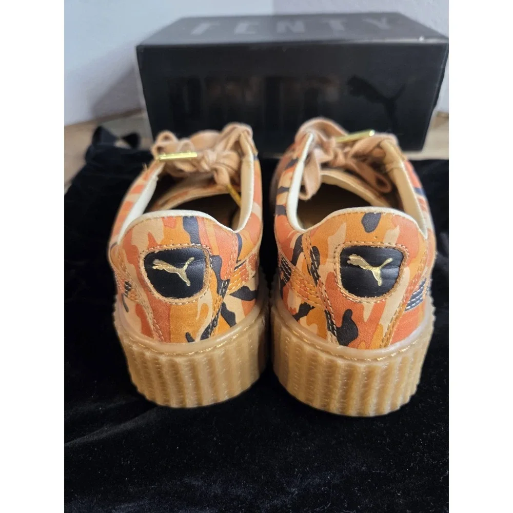 Puma x Fenty Rihanna Orange‎ Camo Leather Platform Creepers Women's 8 NEW