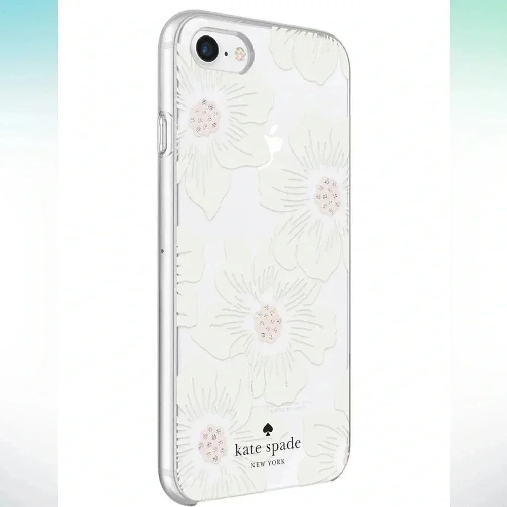 Kate Spade  Phone Case for 6-8 Floral -Hollyhock Cream/Blush/Crystal Gems/Clear