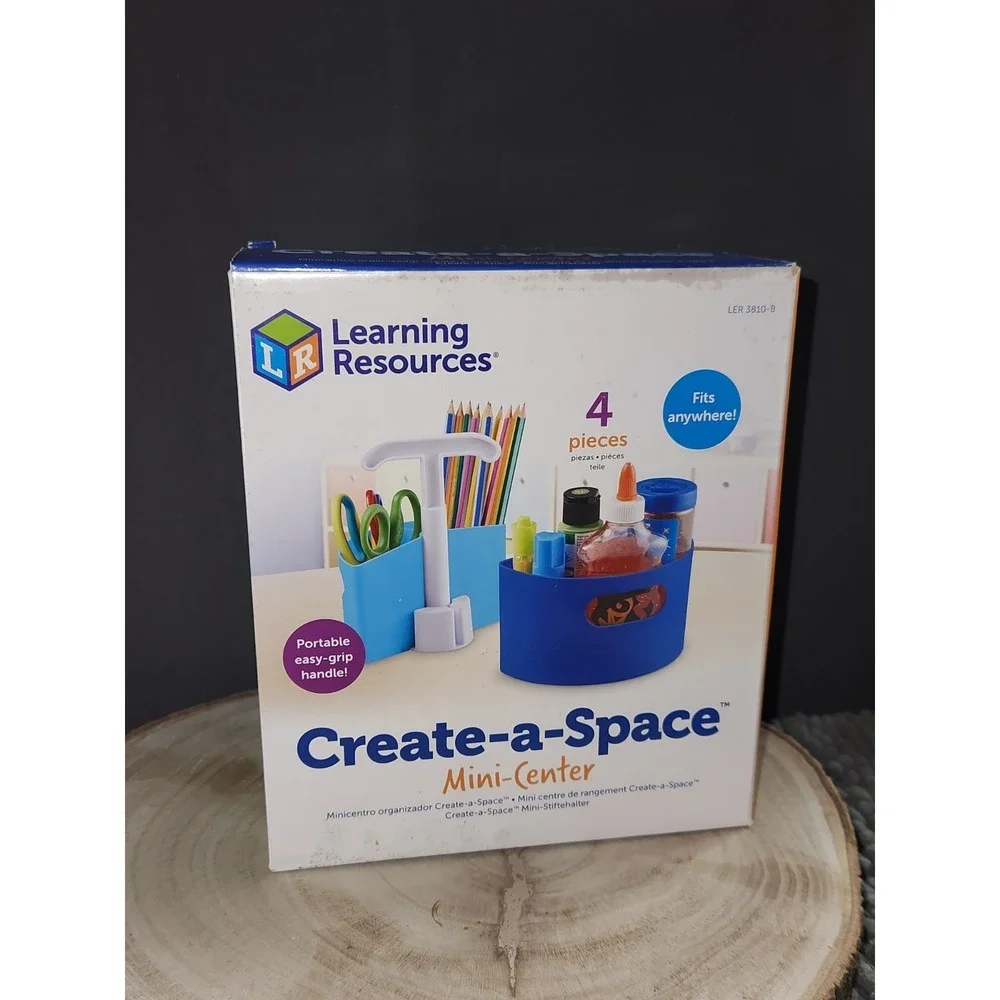 Create-A-Space Mini Center 3 Tray & Handle Blue Desk Organize Learning Resources
