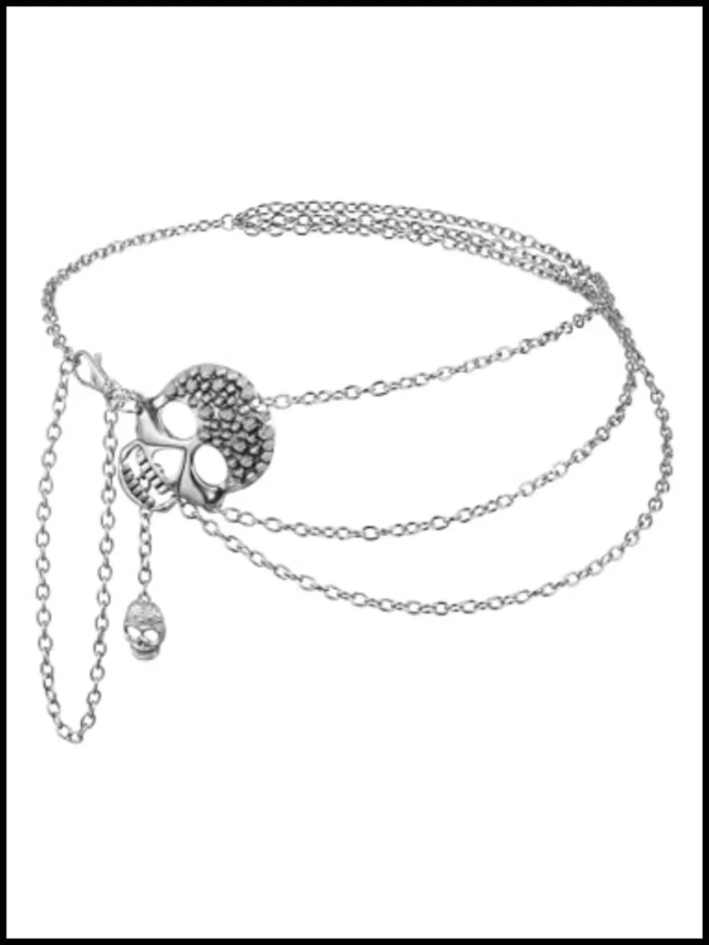 Gothic Skull Chain Belt, Adjustable Silver-tone Waist Chain, Punk Emo Grunge