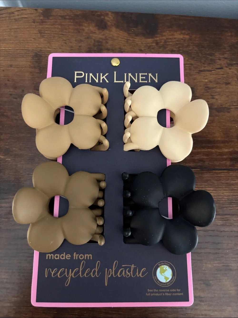 NWT Flower Hair Clips - Set of 4 (Black, Tan, Cream, Brown)