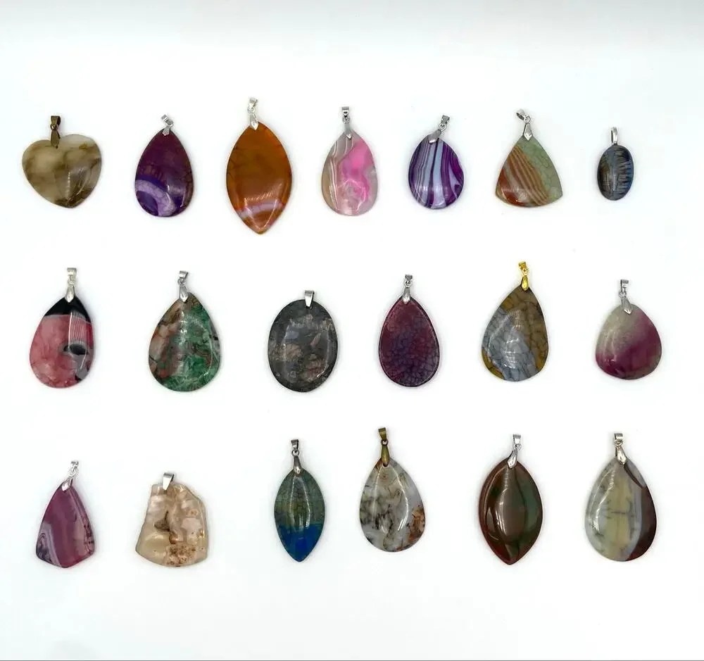 Destash Lot 18 Stone Pendants and Bails Jewelry Making & 1 Glass Pendant Lot #2