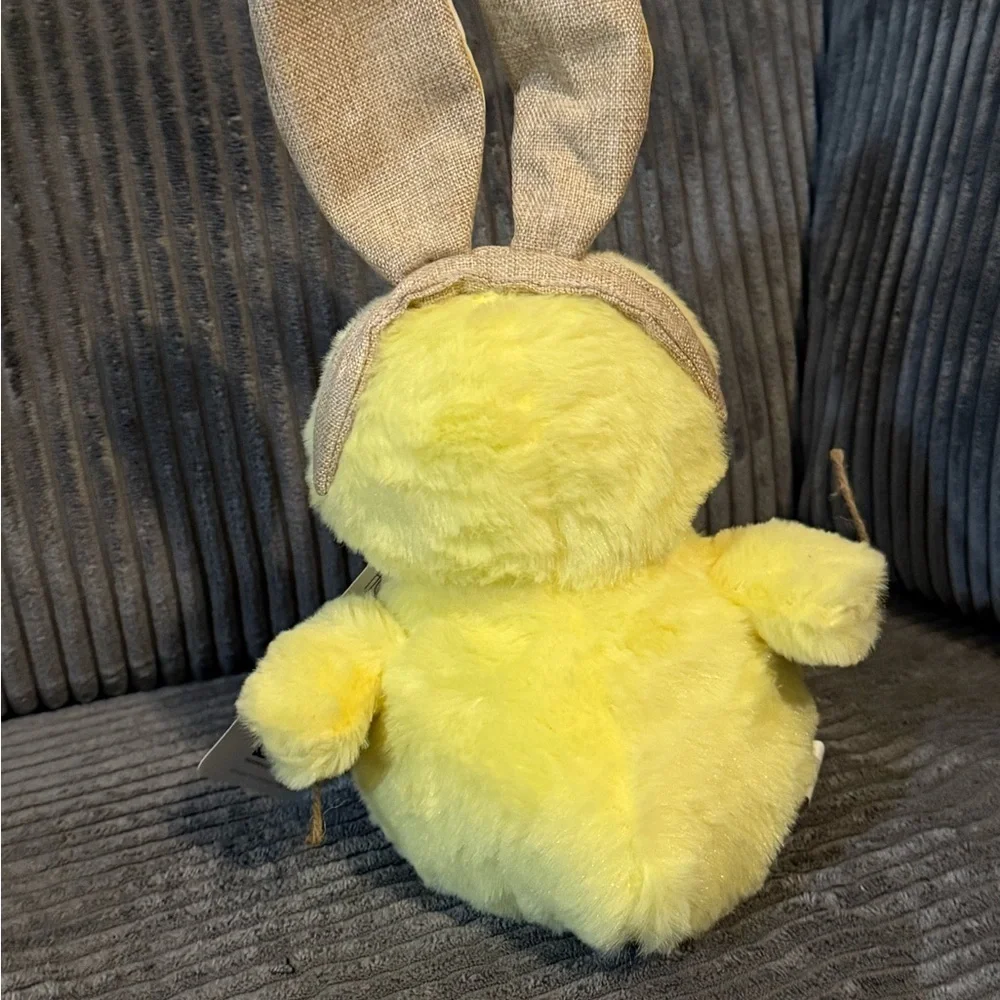 Rae Dunn Weighted Yellow Plush Chick with Bunny Ears - NWT