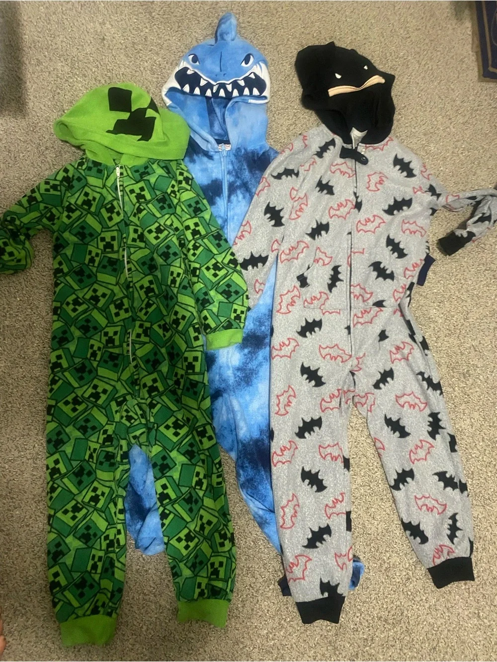 New Kids Onesie Warm Hooded Costume Minecraft Batman Shark Cat Jack Lot Set 6 7