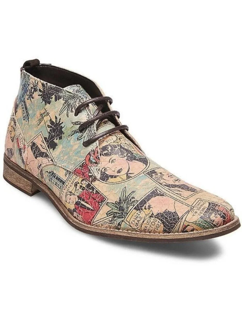 RARE Steve Madden Garfield Leather Comic Print Chukka Boots Men's 10 Retro