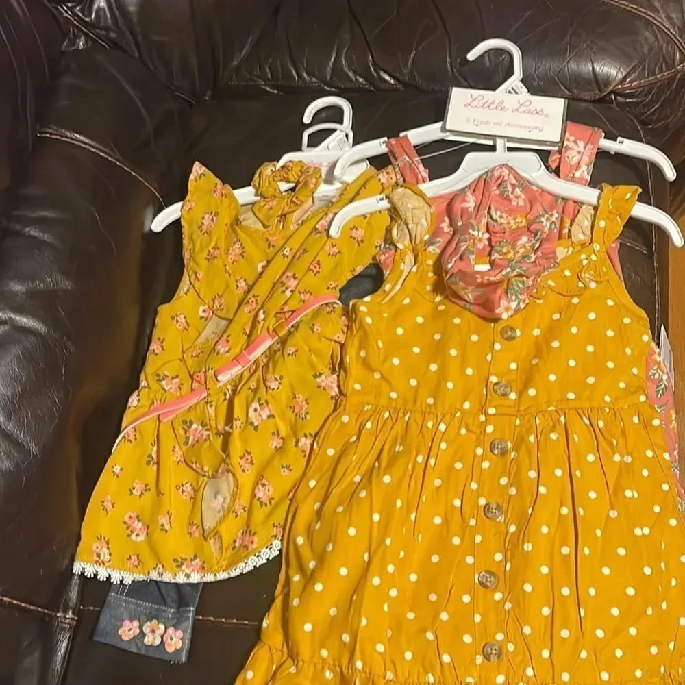 Little lass outfit and dresses with Flowers and Polka Dots size 4