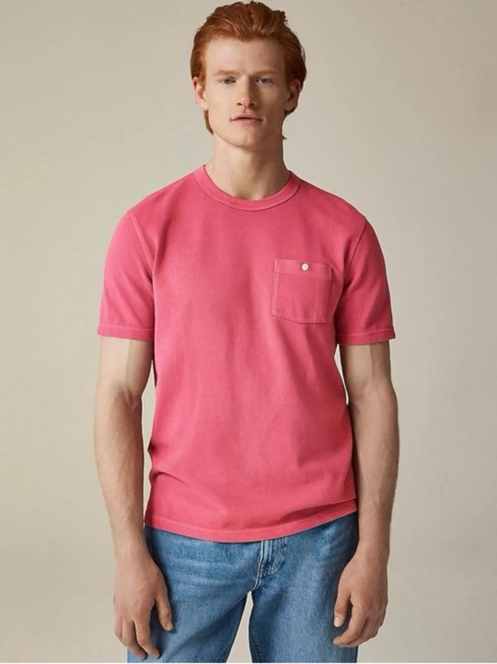 J.‎ CREW Washed piqué pocket T-shirt in Plum Pink (PPI) Size L NWD $59.50 CJ722