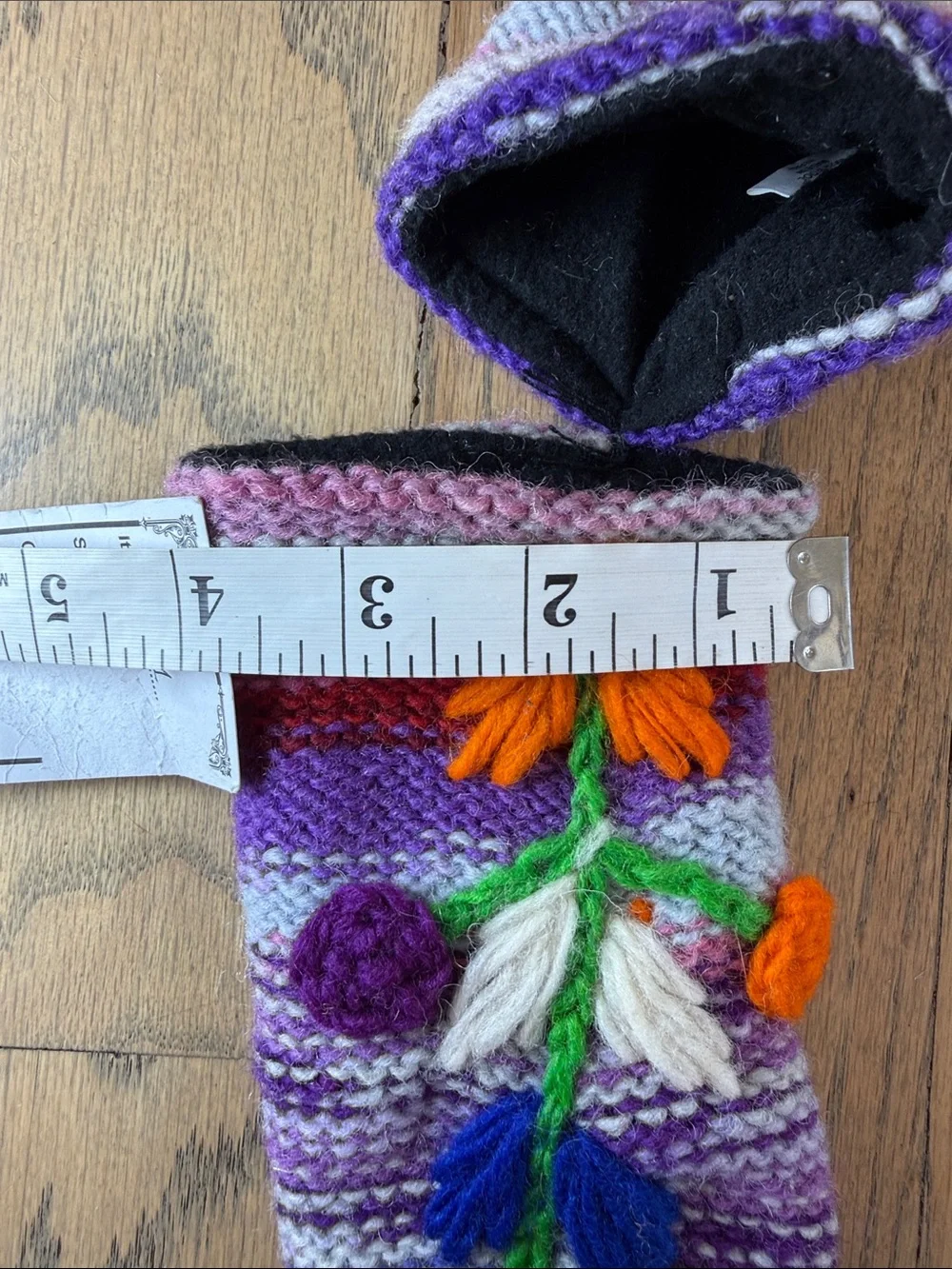 NWT Artisan Womens Colorful Warm Winter Wool Hand Knit Crochet Fingerless Gloves