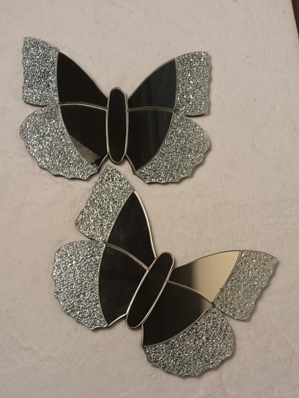Set of 2 Glam Butterfly Wall Mirrors