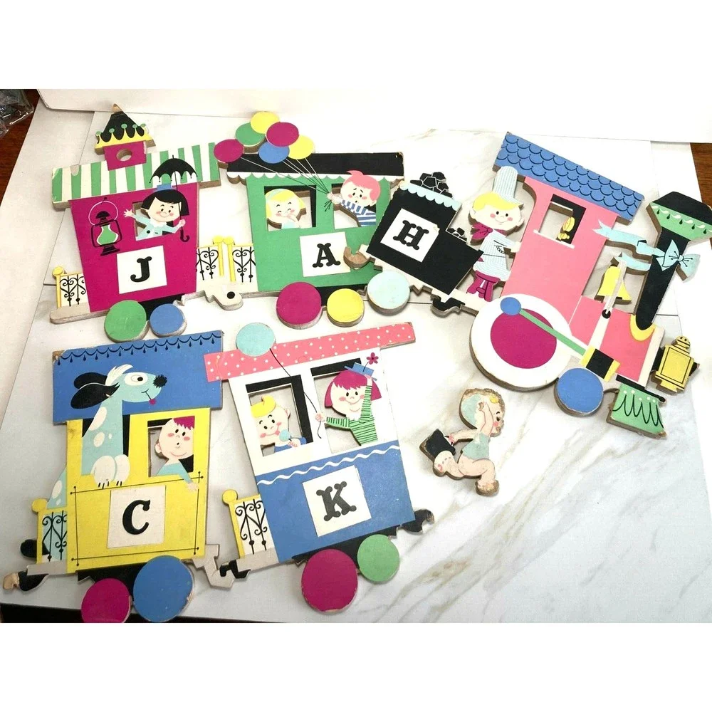 Dolly Toy Co. Nursery Train Wall Hanging Cardboard Heavy Thick set of 4