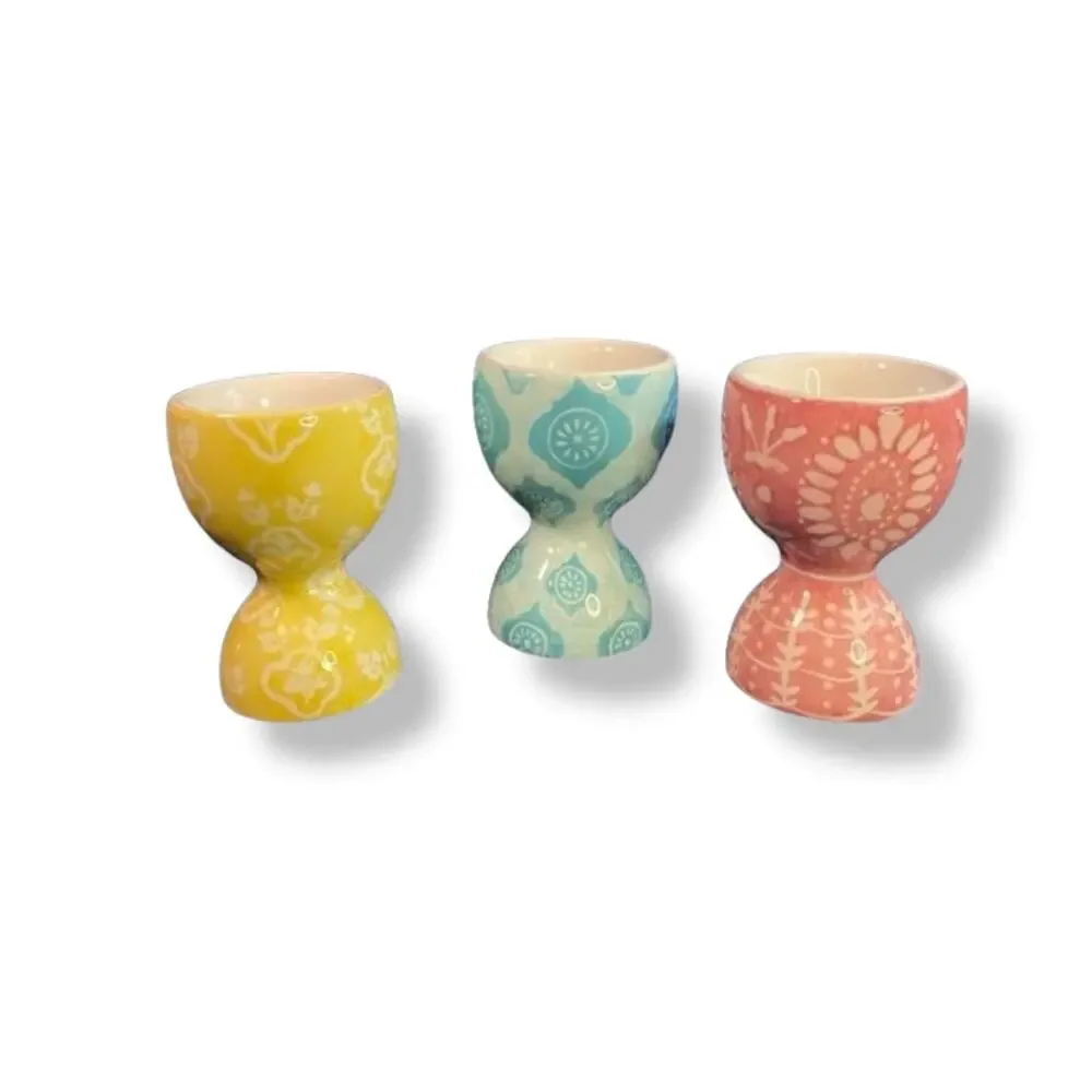 Pottery Barn‎ Set of 3 Easter Egg Cups NEW NIP Pastels Ceramic