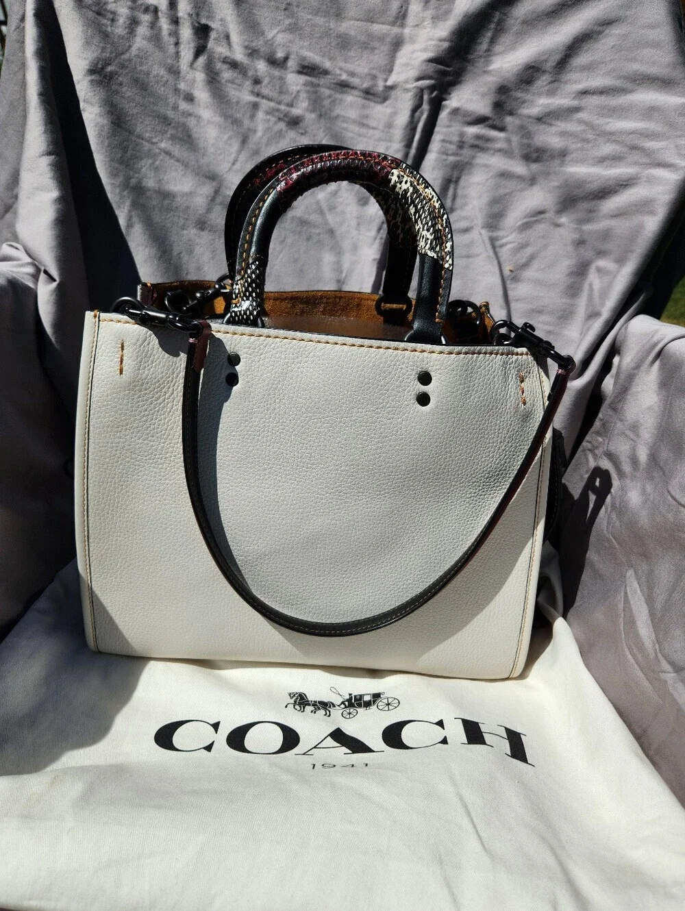 Coach 1941 Rogue 30 Snakeskin Handle Tote Bag