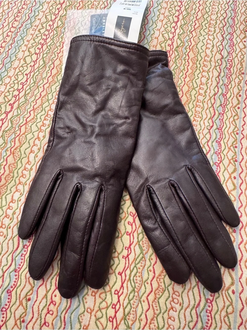NWT Kim Rogers Women's Dark Brown Leather Gloves Thinsulate Warm Size M