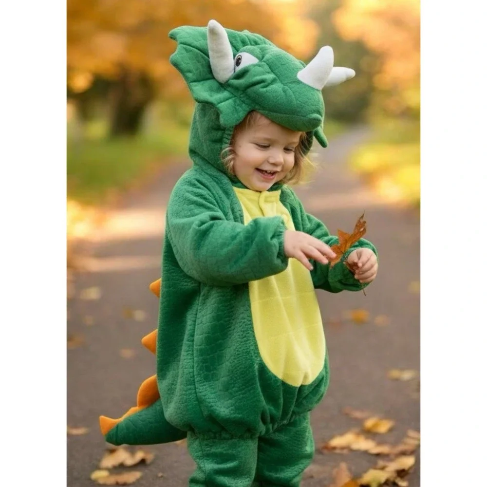 Halloween Baby Triceratops Costume Plush Hooded Pullover 6-12m  Quick Handling!!