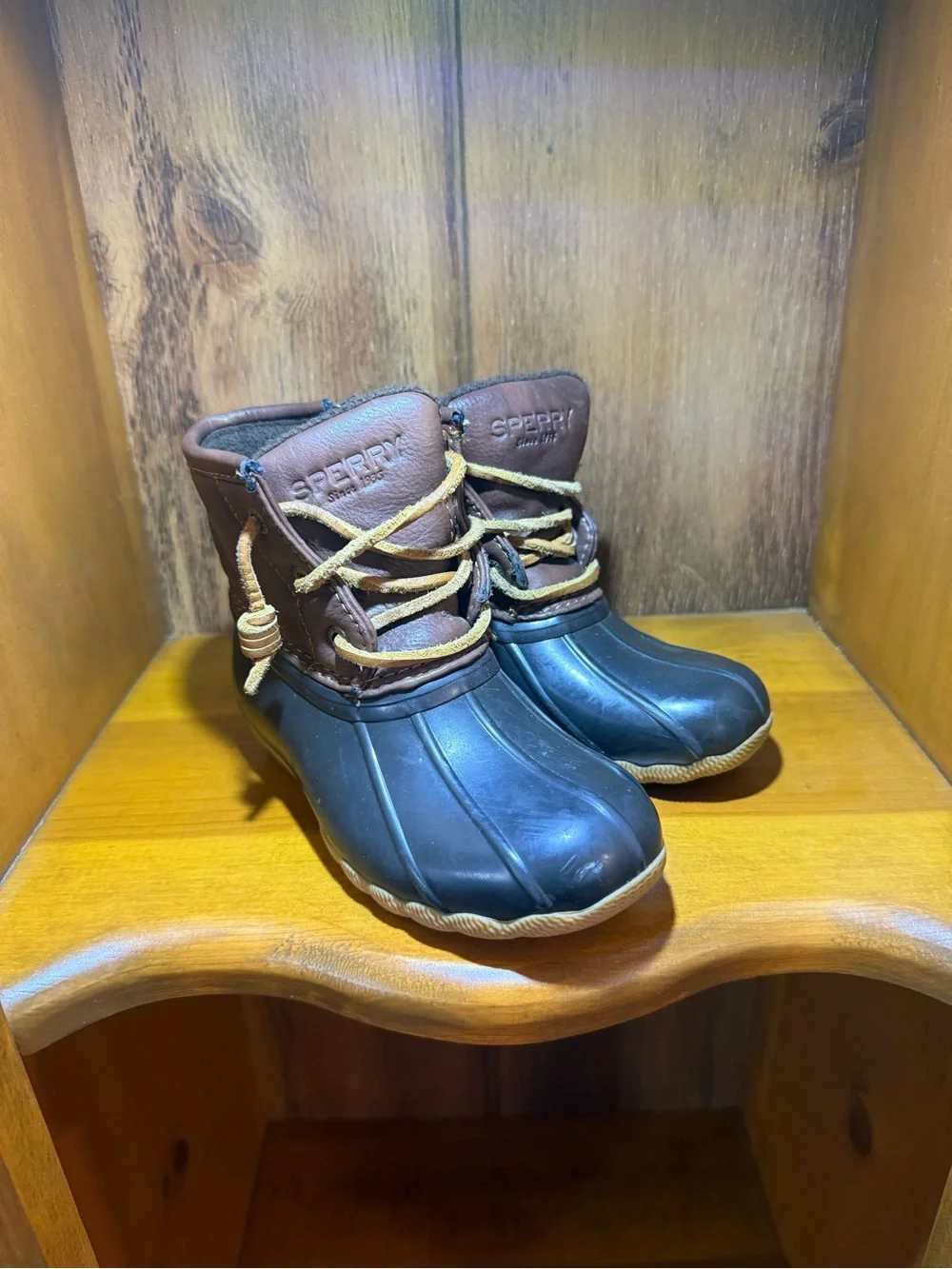 Sperry Kids Brown & Black Duck Boots - Waterproof Winter Shoes