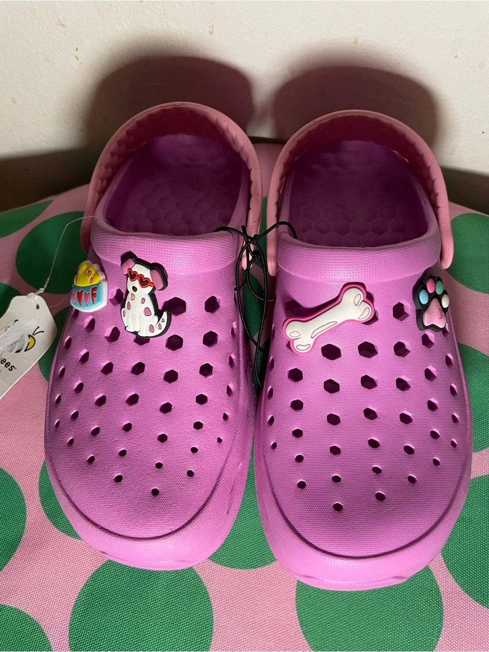 Kids Pink Slip-On Clog Sandals with Playful Charms