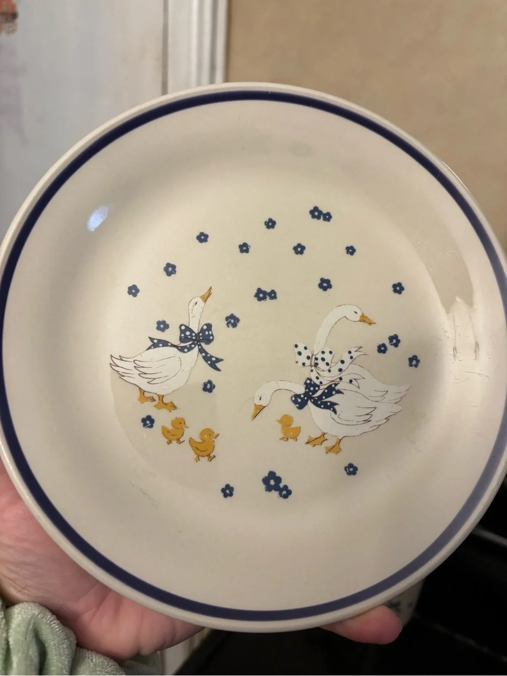 White goose Vtg plate coffee mug cottage core