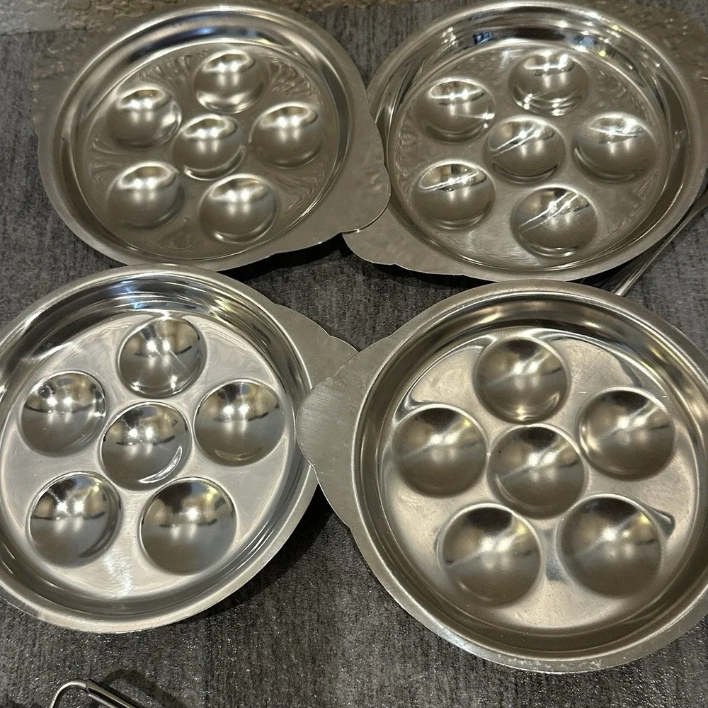 Bloomfield Vintage Escargot Set Stainless Steel Snail Plates Tongs Forks Japan 4