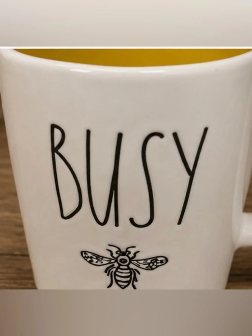 Rae Dunn BUSY Bee Coffee Mug Yellow Interior Farmhouse