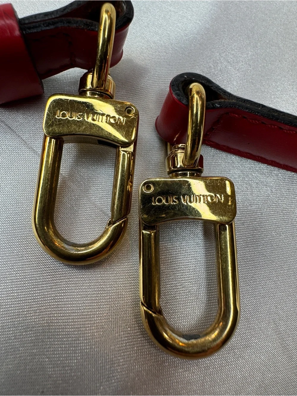 Louis Vuitton Red Leather Adjustable Strap with Gold Hardware
