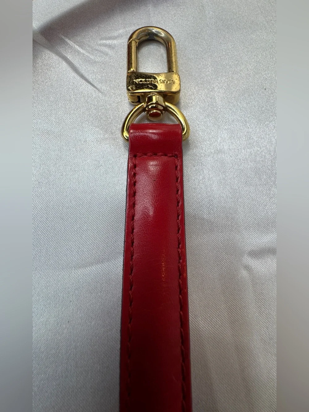 Louis Vuitton Red Leather Adjustable Strap with Gold Hardware