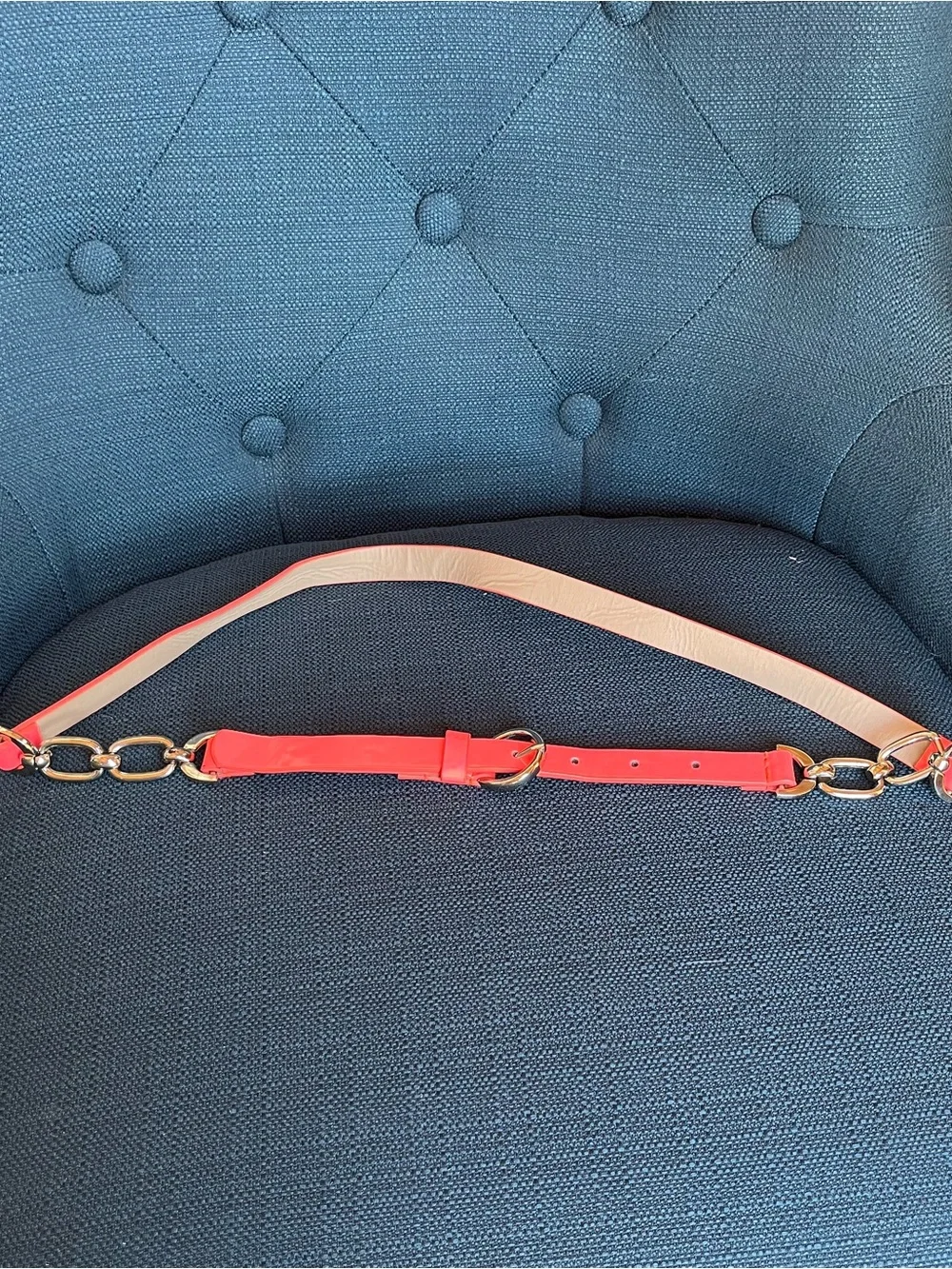 Charlotte Russe Pink and Cream Adjustable Chain-Accent Belt