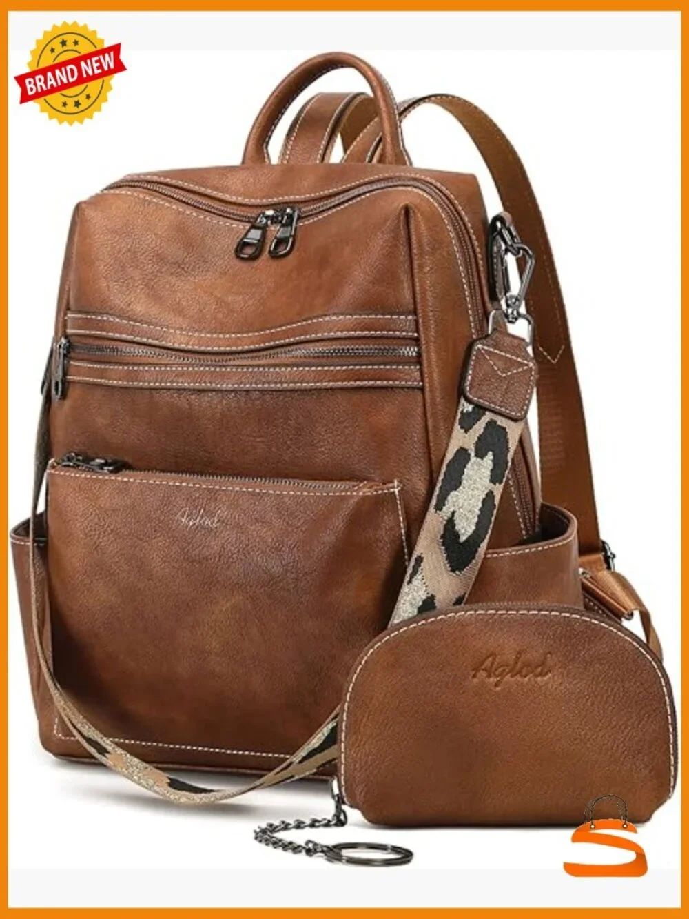 Faux Leather Backpack Purse Large Capacity Anti Theft Travel Work Handbag