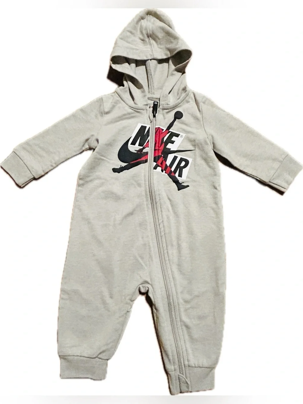 Nike Air Jordan Baby Boys Grey Jumpman Zip Up Romper 3-6 Months - worn once.