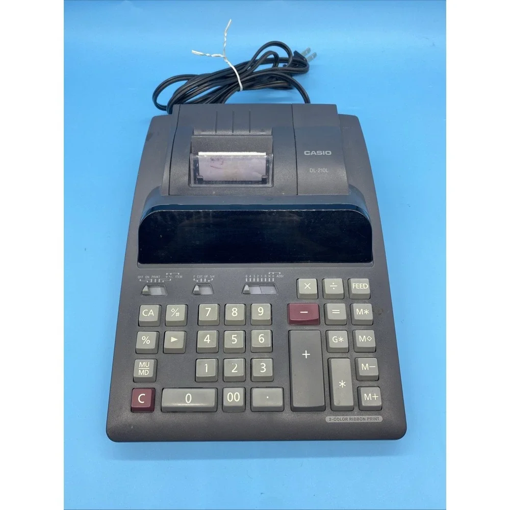 Casio DL-210L Adding Machine Calculator 2-Color Ribbon Print Tested Works‎