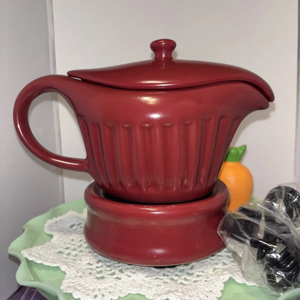 Prime Cuisine‎ 15 oz Electric Gravy Boat Warmer Maroon Brand New in Box