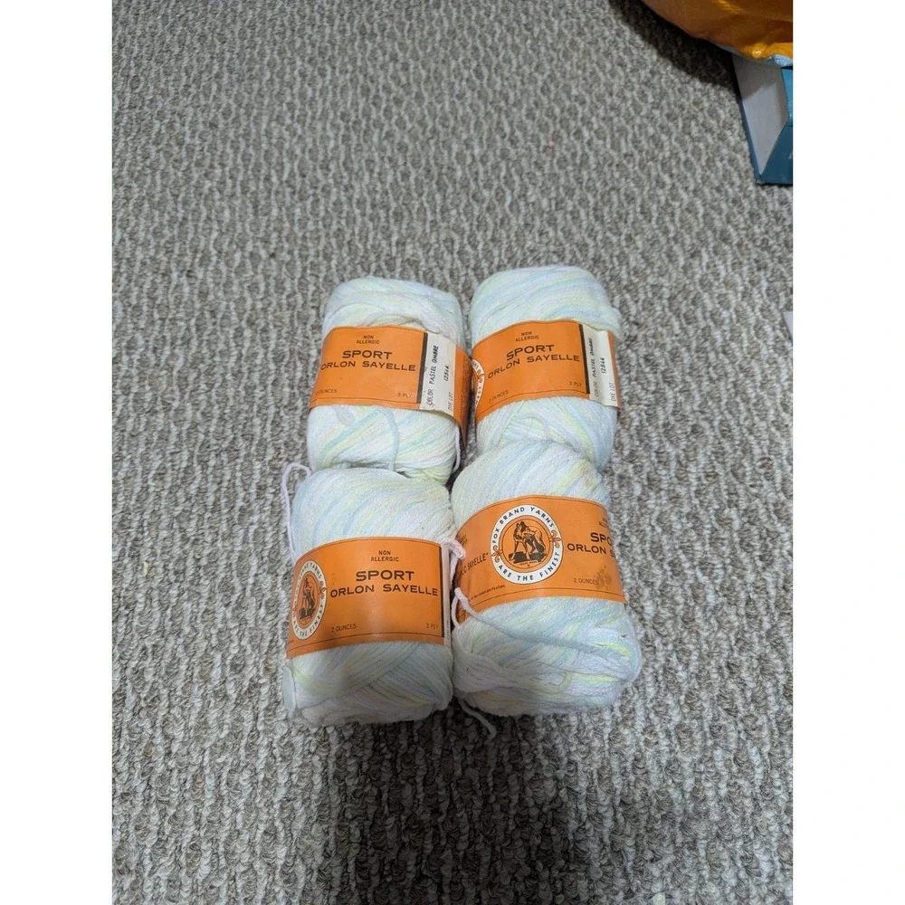 4 lot Vintage‎ Fox Brand Yarn Sport Orlon Sayelle Pastel Ombre crochet knitting