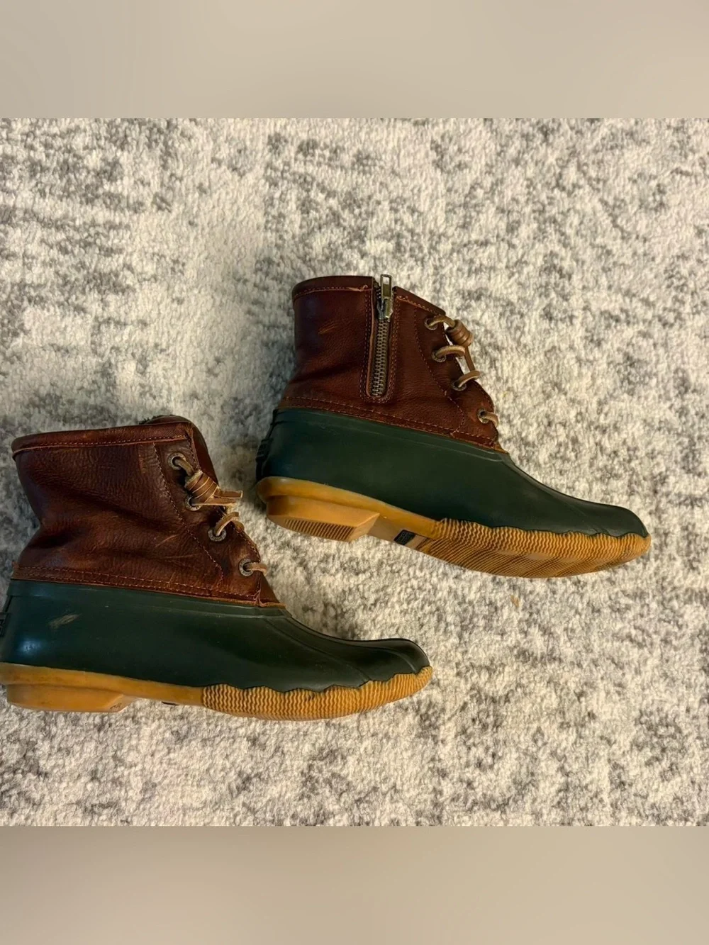 Size 5 Womens Sperry Brown & Green Duck Boots