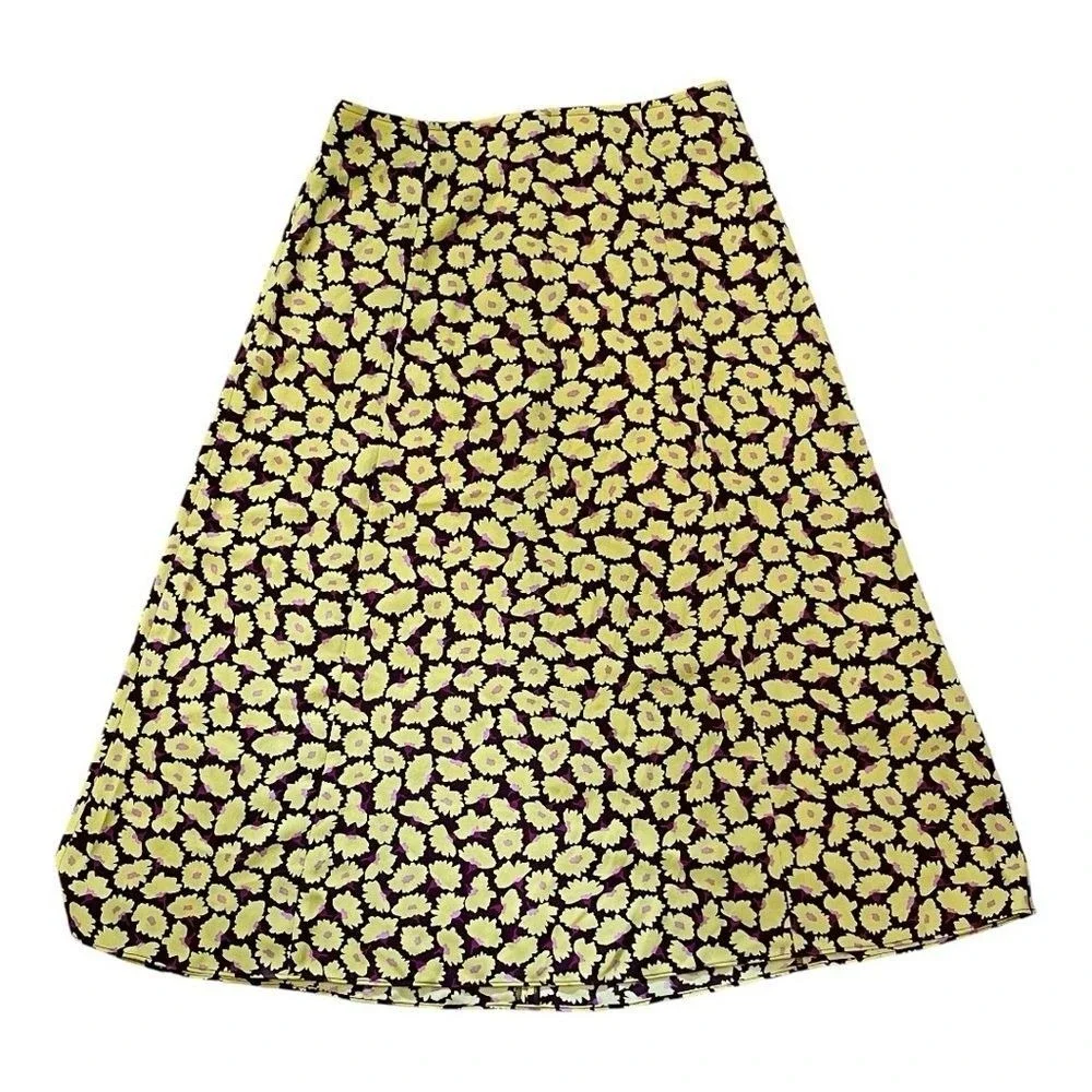 Kate Spade Sunny Bloom Daisy‎ Midi Skirt Yellow / Brown - XS