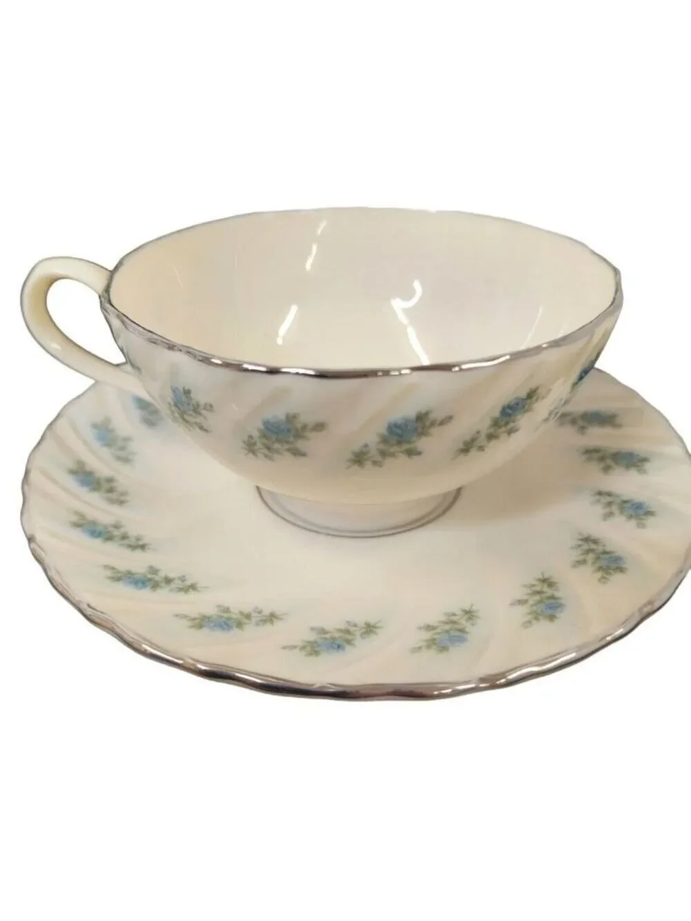 Lenox China - Rosedale Blue Roses  Teacup & Saucer Set Vintage Tea Set Cup & Sau