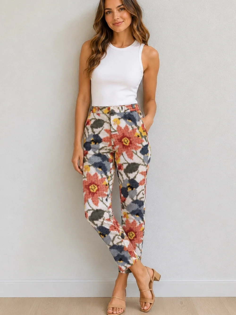 Kate Spade NWOT Saturday Floral Pixel Print Slim Stretch Twill Chinos Size 2