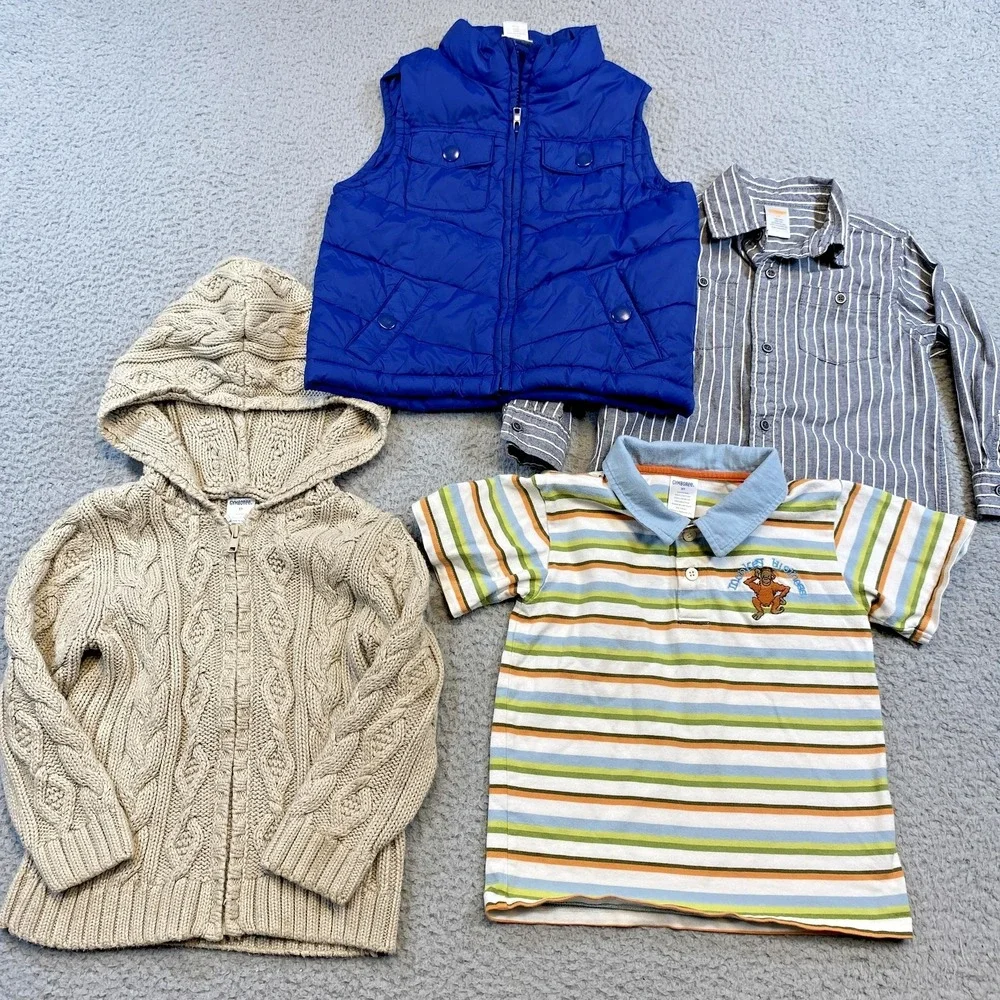 Gymboree Outfit Lot Boys 3T Puffer Vest Shirt Hoodie Sweater Polo Monkey Striped