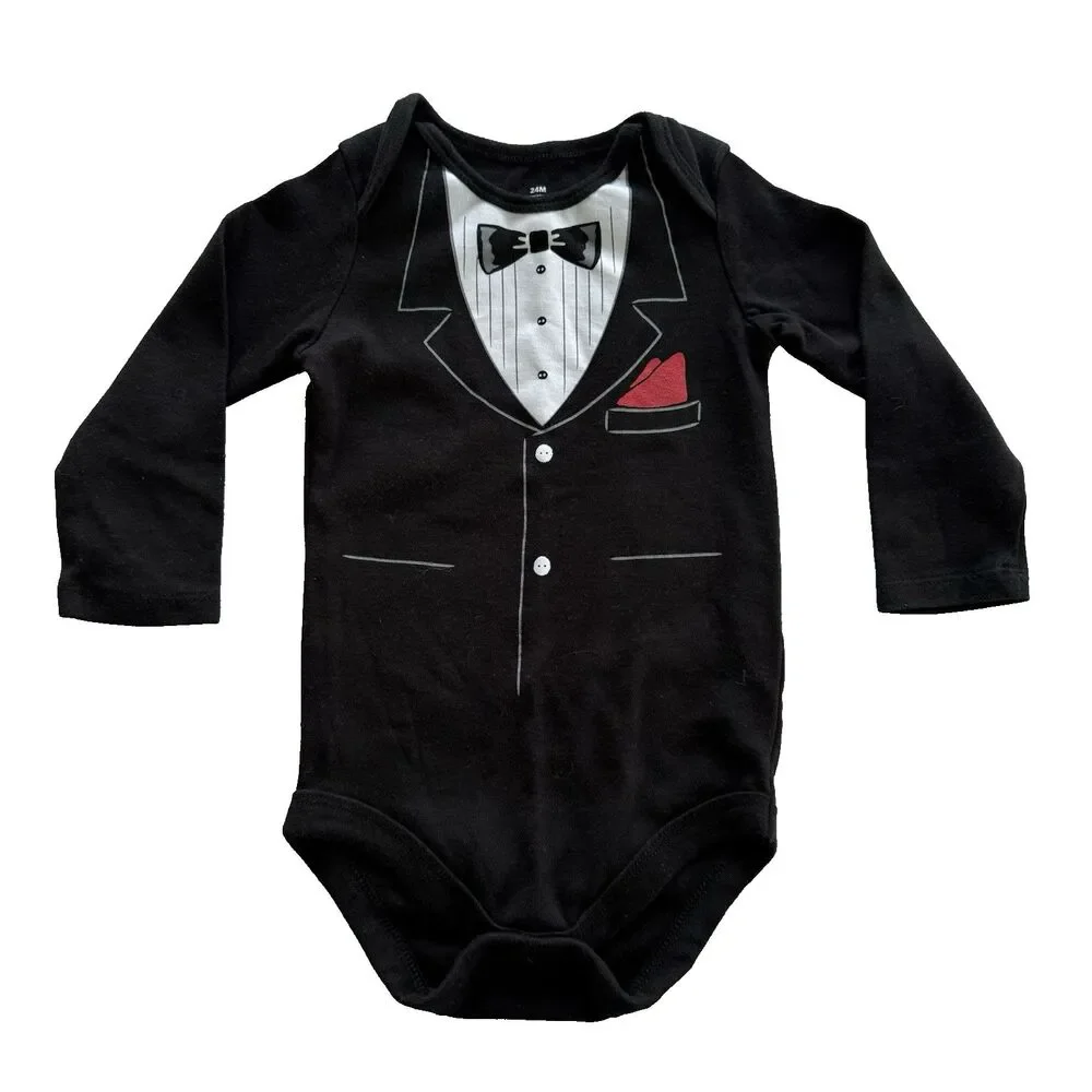 Baby Toddler Tuxedo 24M Bodysuit One Piece Romper Toddler Outfit Tux