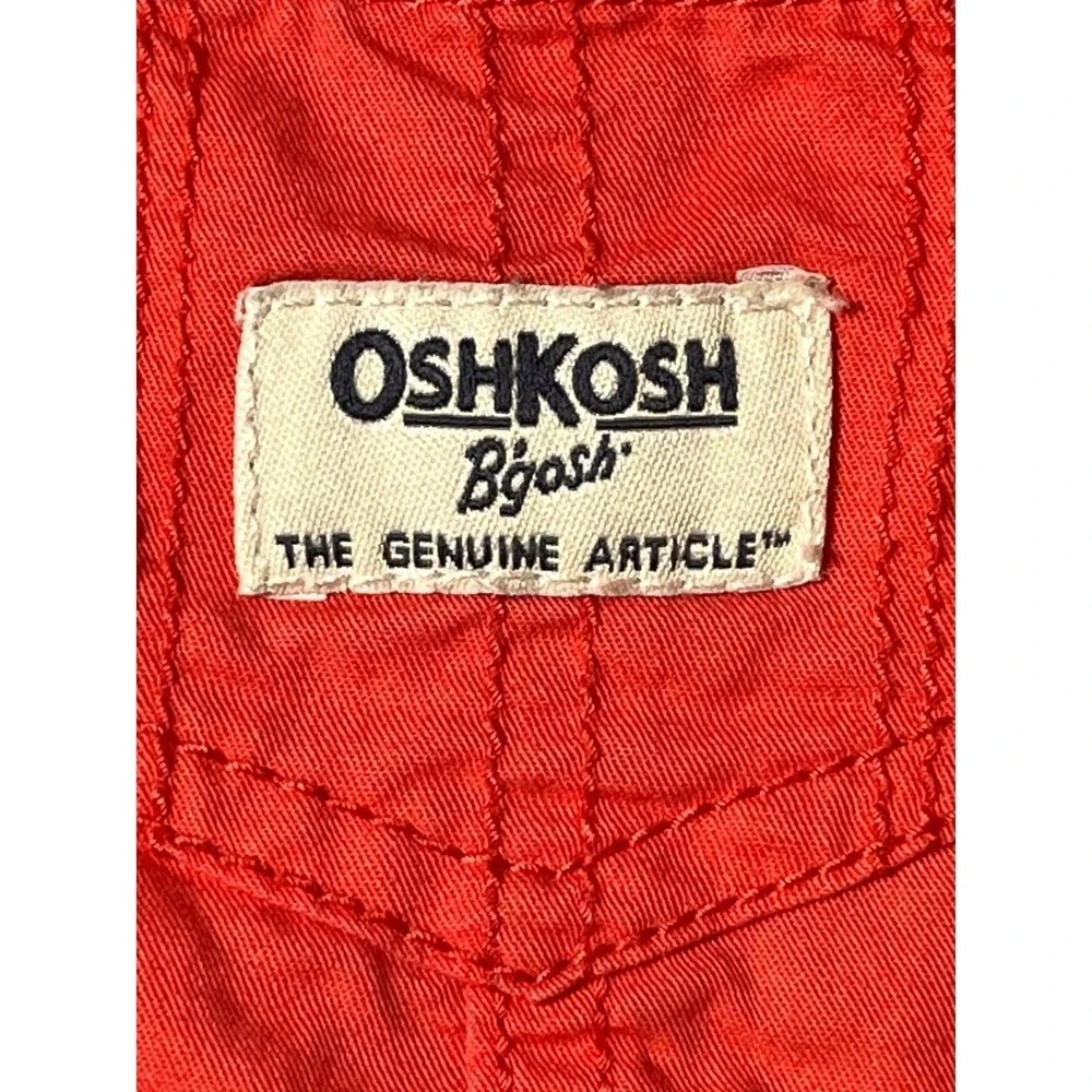 OshKosh B'gosh Baby‎ Girls Coral Floral Embroidered Overalls 12M Cotton