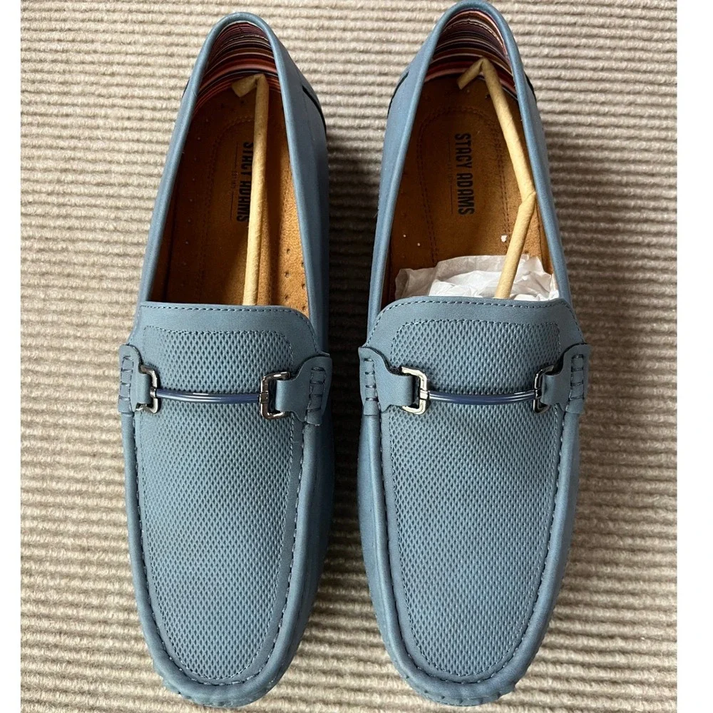 Stacy Adams Colton Navy Marine Blue Bit Driving Loafers Mens 12 M Preppy