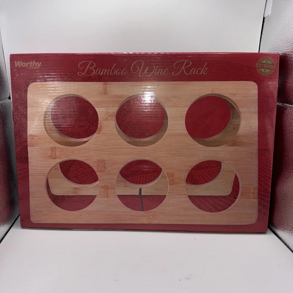 Wine‎ Rack 2 Tier Holds 6 Bottles Bamboo Natural Light Wood NIB.