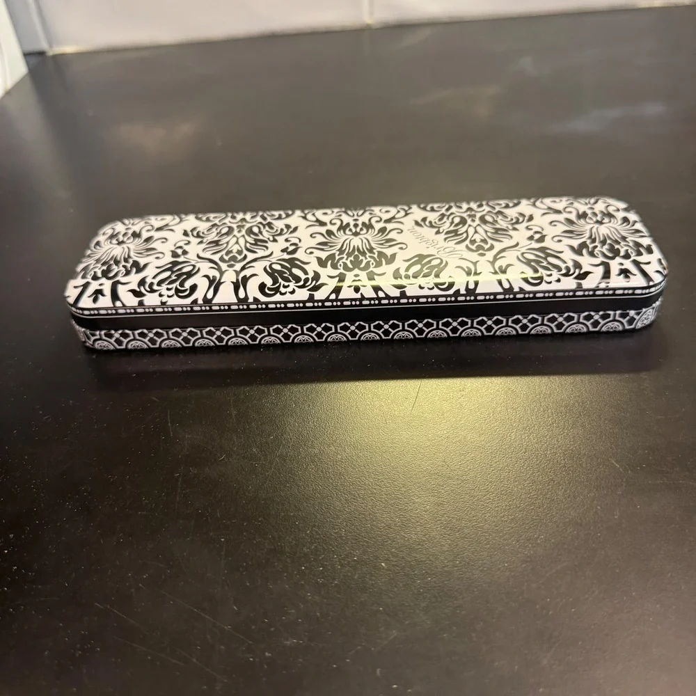 Brighton Collectible Jewelry Tin Womens Black White Damask Floral Pattern B-18