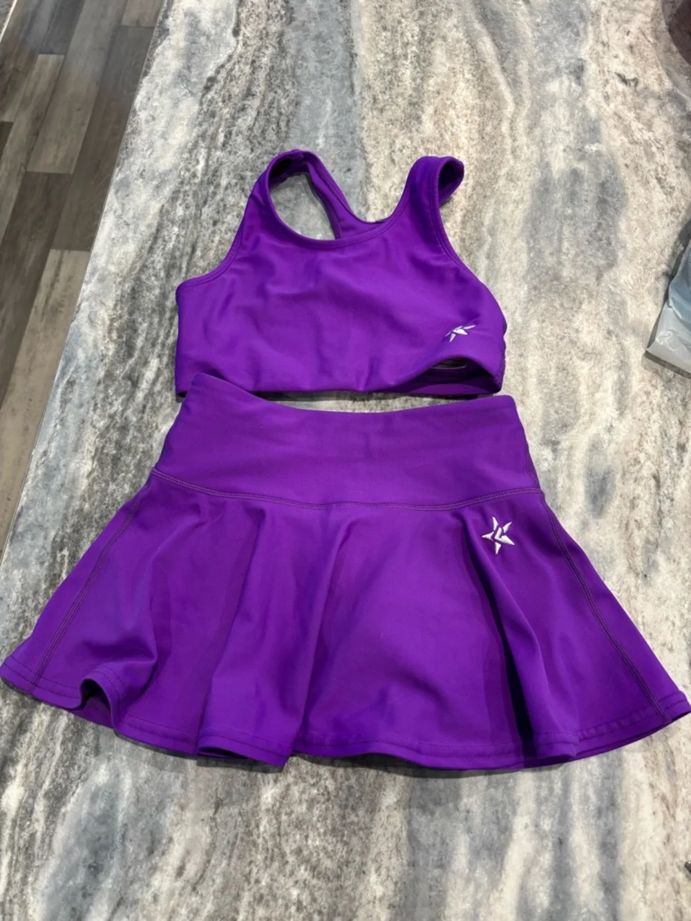 Girls Purple Active Skort & Sports Bra Matching Set