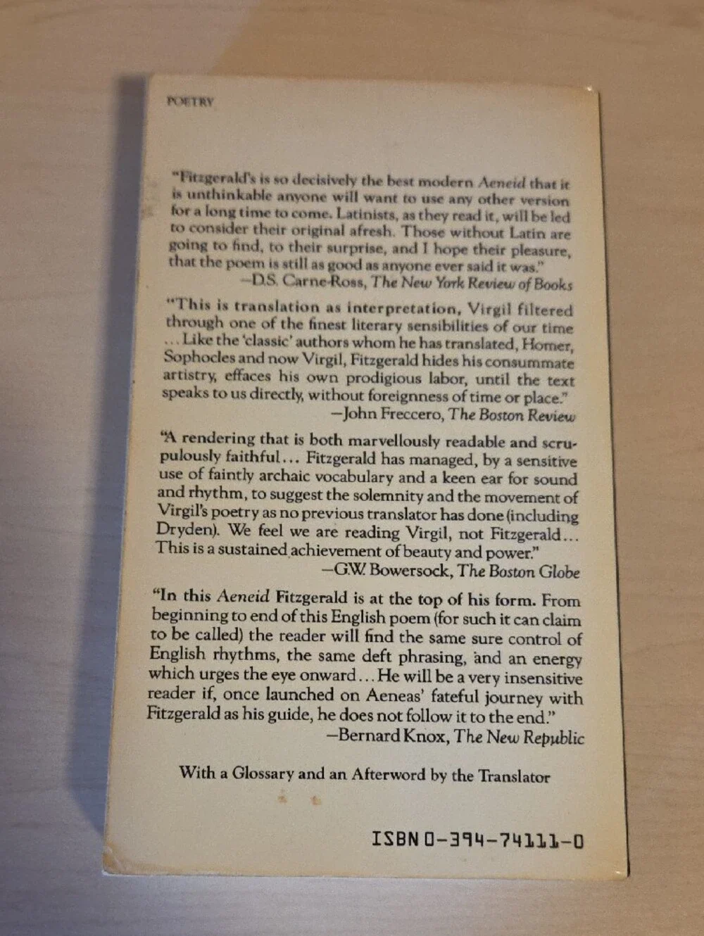 Virgil, Robert Fitzgerald aeneid by