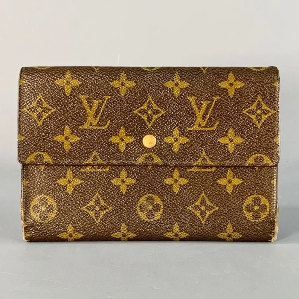 LOUIS VUITTON Brown Brass Monogram Coated Canvas Wallet