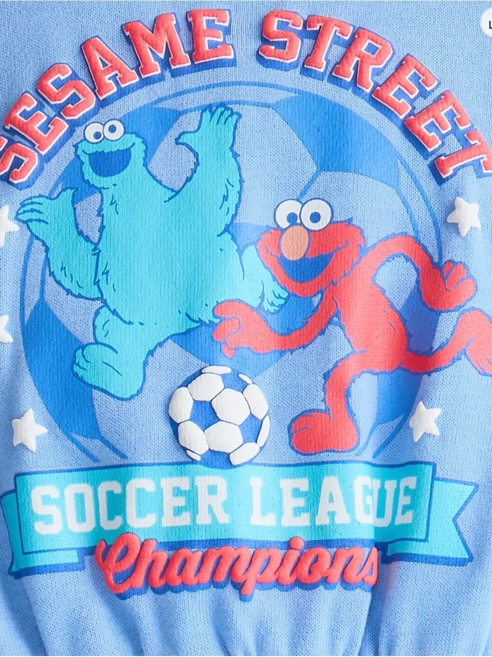 Sesame Street Light Blue Soccer League Champions Girls Romper with Red Accents
