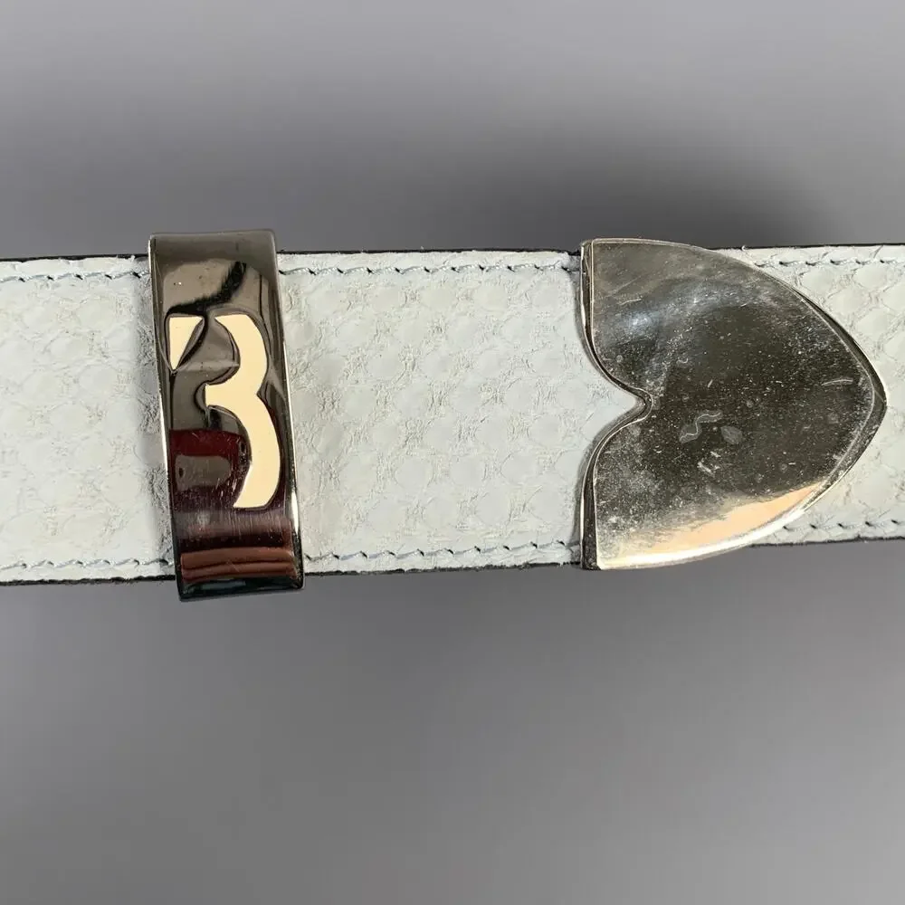 BILLIONAIRE COUTURE Size 40 Off White Textured Phython Skin Leather Belt
