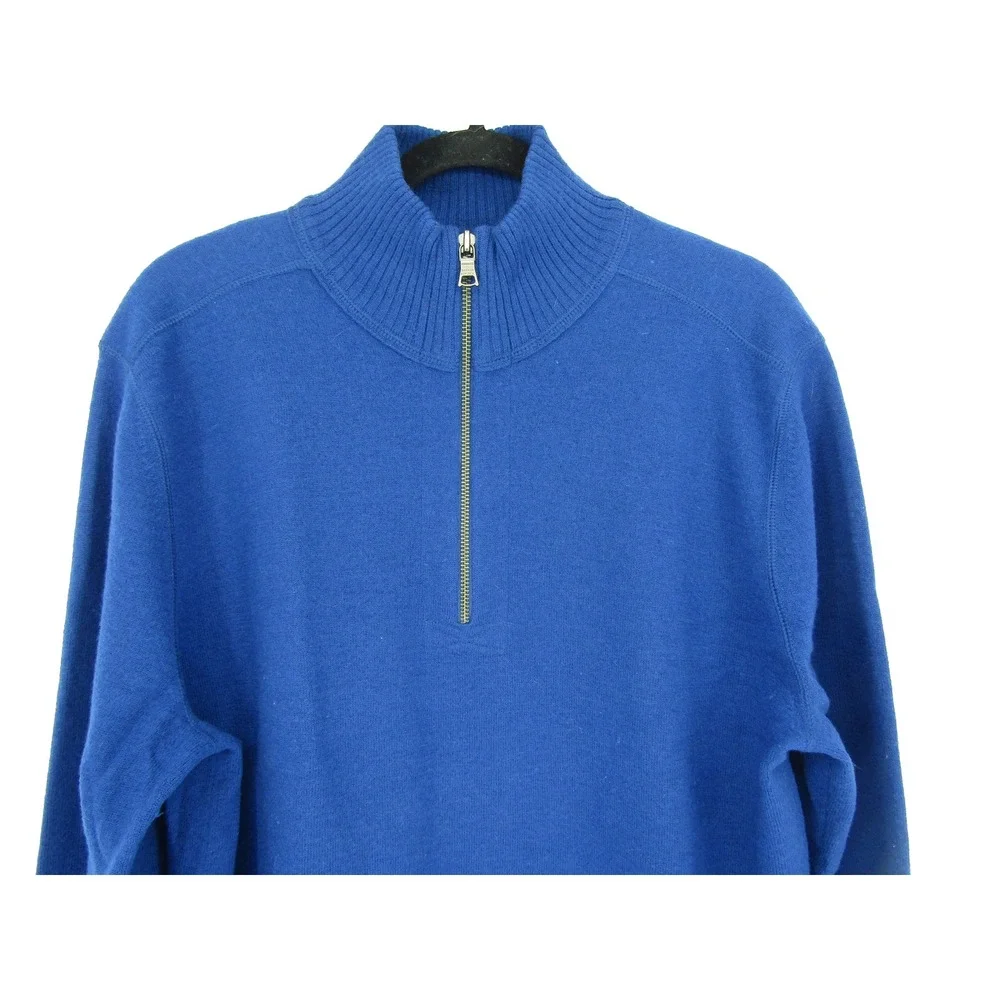 Banana Republic Quarter Zip Sweater Mens XL Blue 100% Wool Old Money Preppy Fall